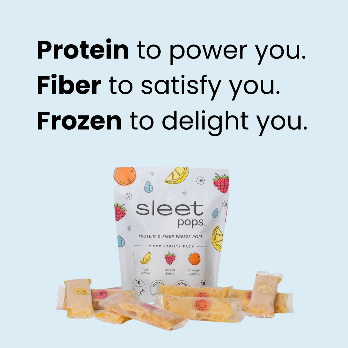 Sleet Pops Variety Pack | Protein & Fiber Freeze Pops | 12 Pack