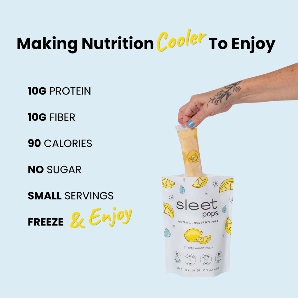 Sleet Pops Tart Lemon | Protein & Fiber Freeze Pops | 6 Pack
