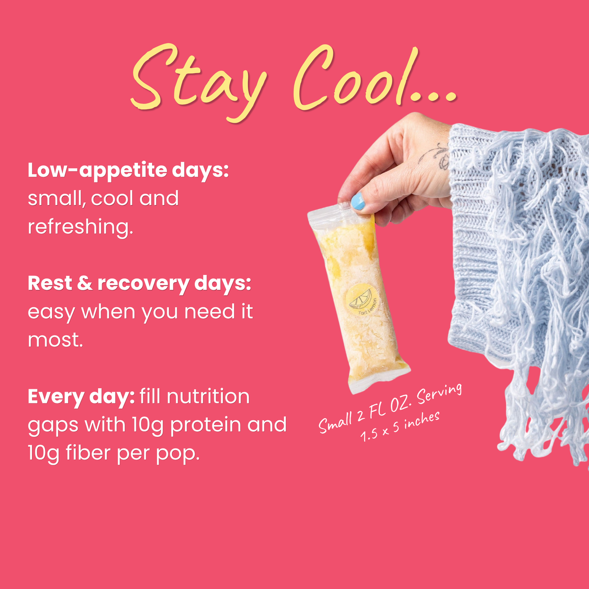 Sleet Pops Tart Lemon | Protein & Fiber Freeze Pops | 6 Pack