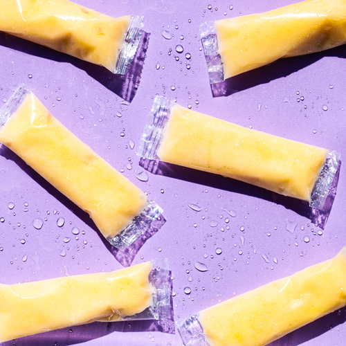 Lemon Sleet Pops on Purple Background 
