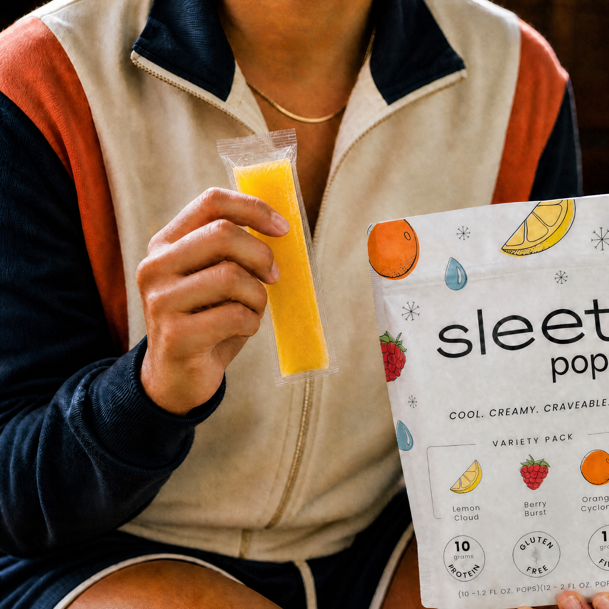 Athlete holding a Sleet Pops