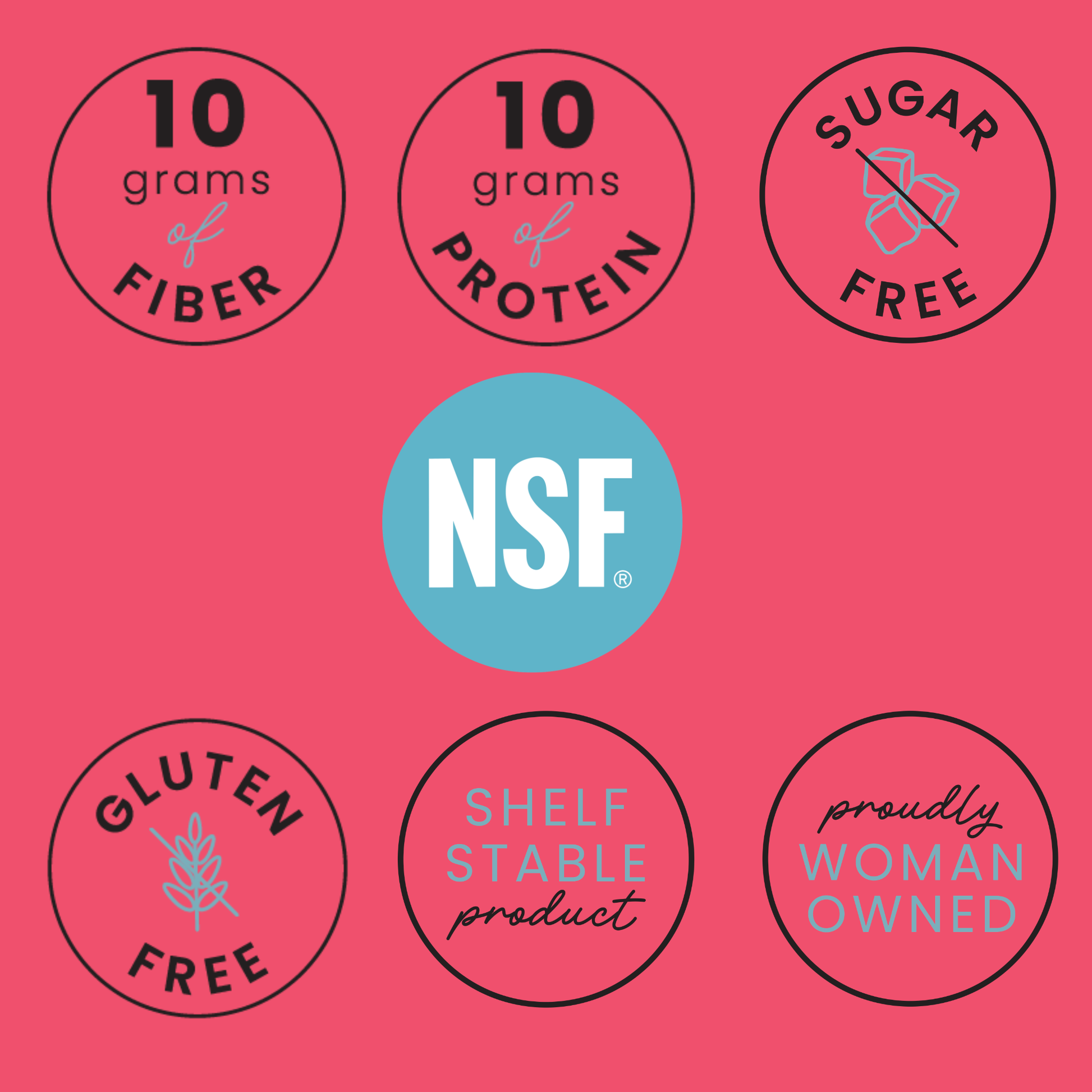 10g of fiber, 10g of protein, zero sugar, gluten free, shelf stable, women owned, nsf certified Sleet Pops 