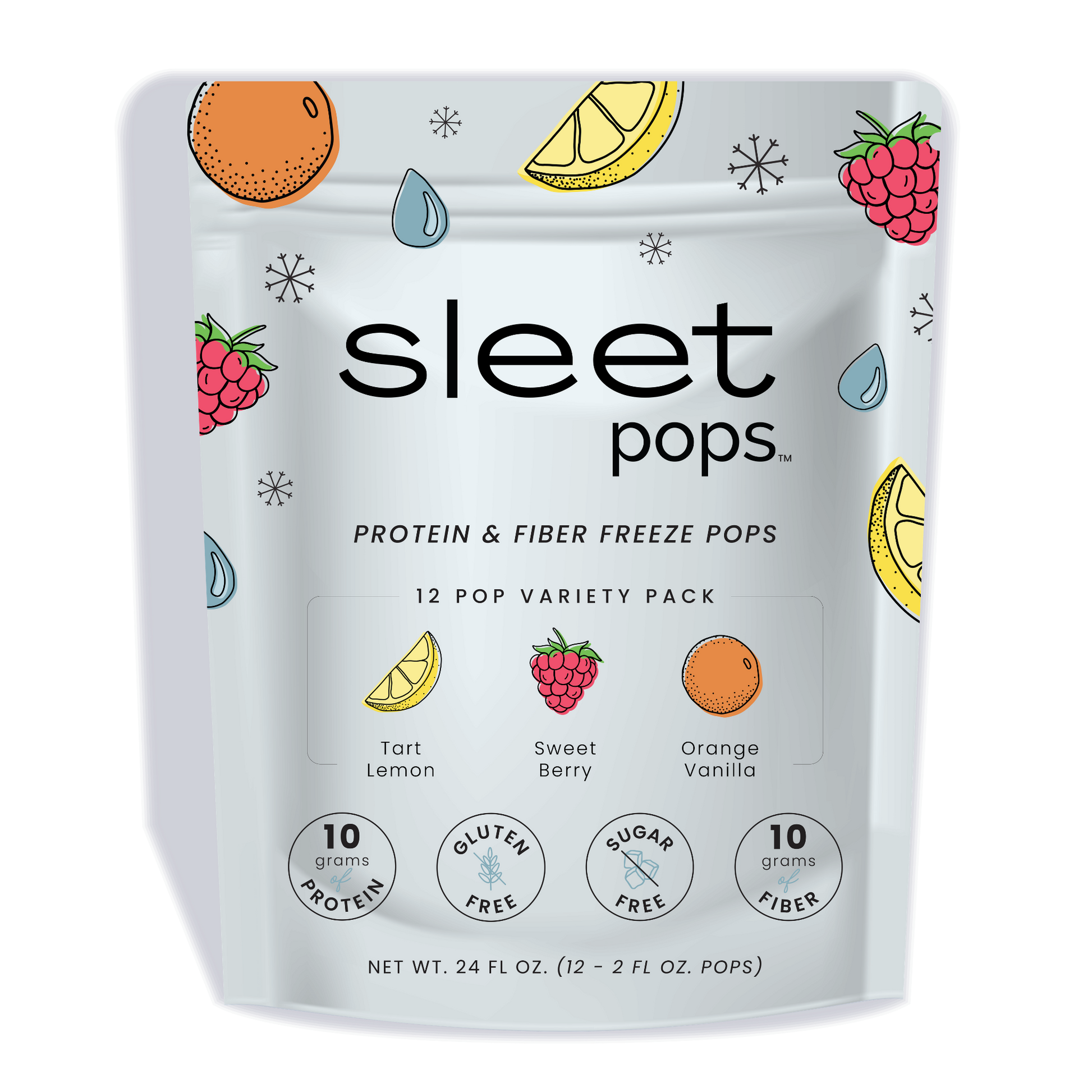 Sleet Pops Variety Pack | Protein & Fiber Freeze Pops | 12 Pack